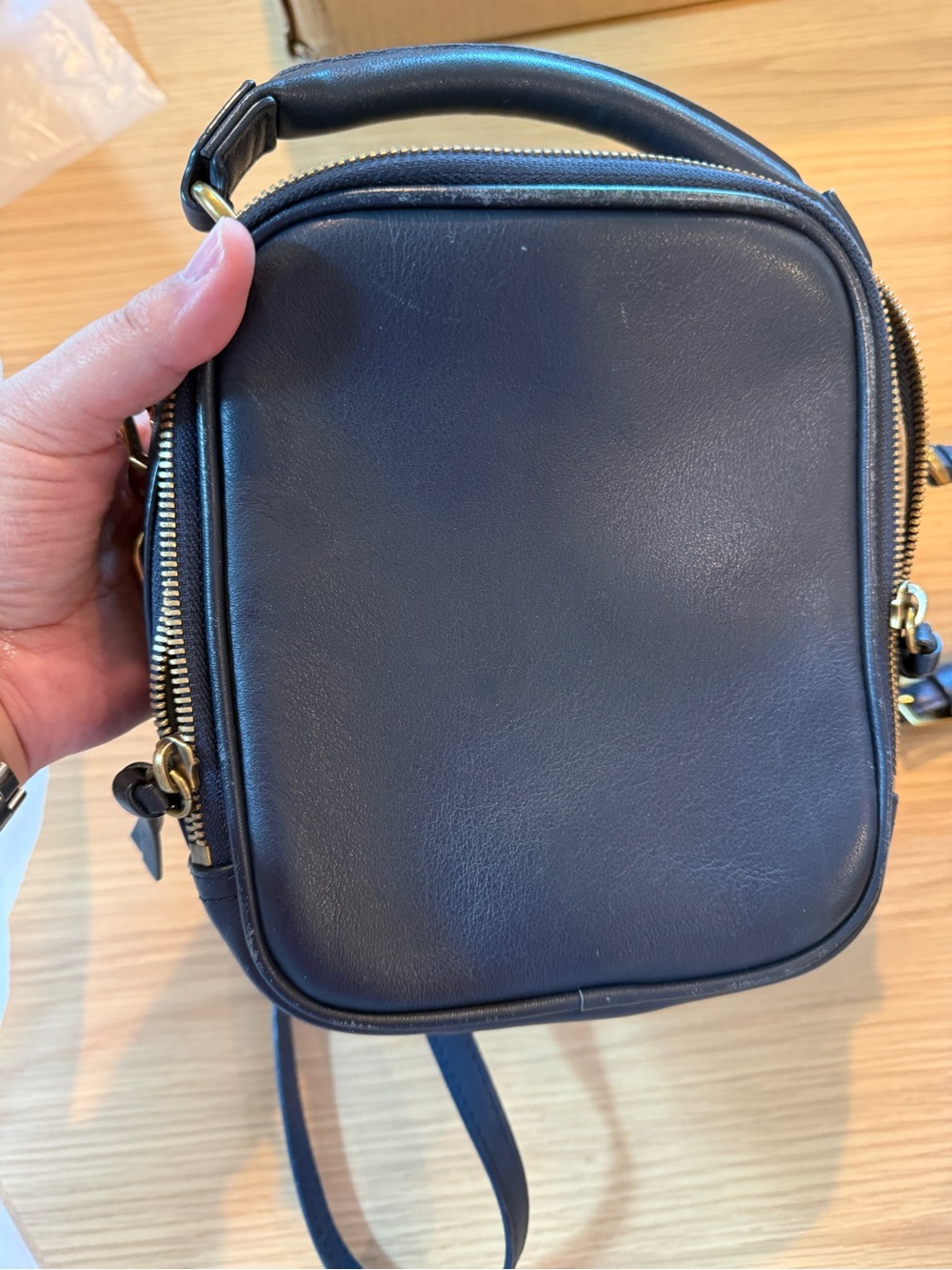 JCrew Compact Navy Leather Crossbody Bag